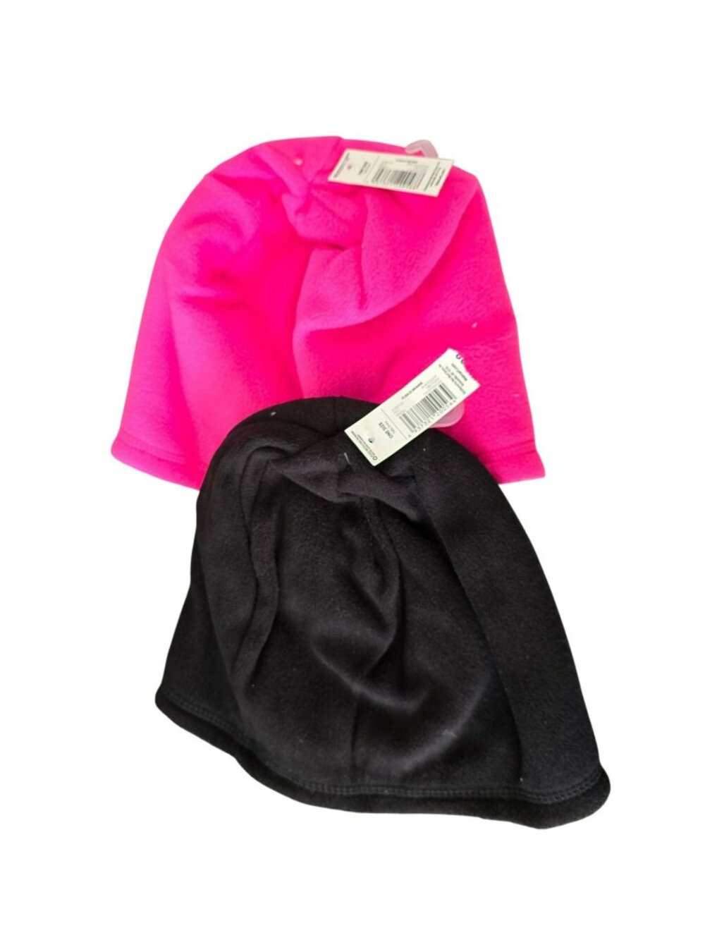 Fleece Beanie Hats With Faux Fur Lining Black & Pink One Size LH2033